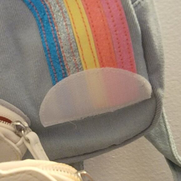 Unisex Kids Multicolor Striped Adjustable Strap Outer Pockets Backpack Rainbow - Picture 7 of 11